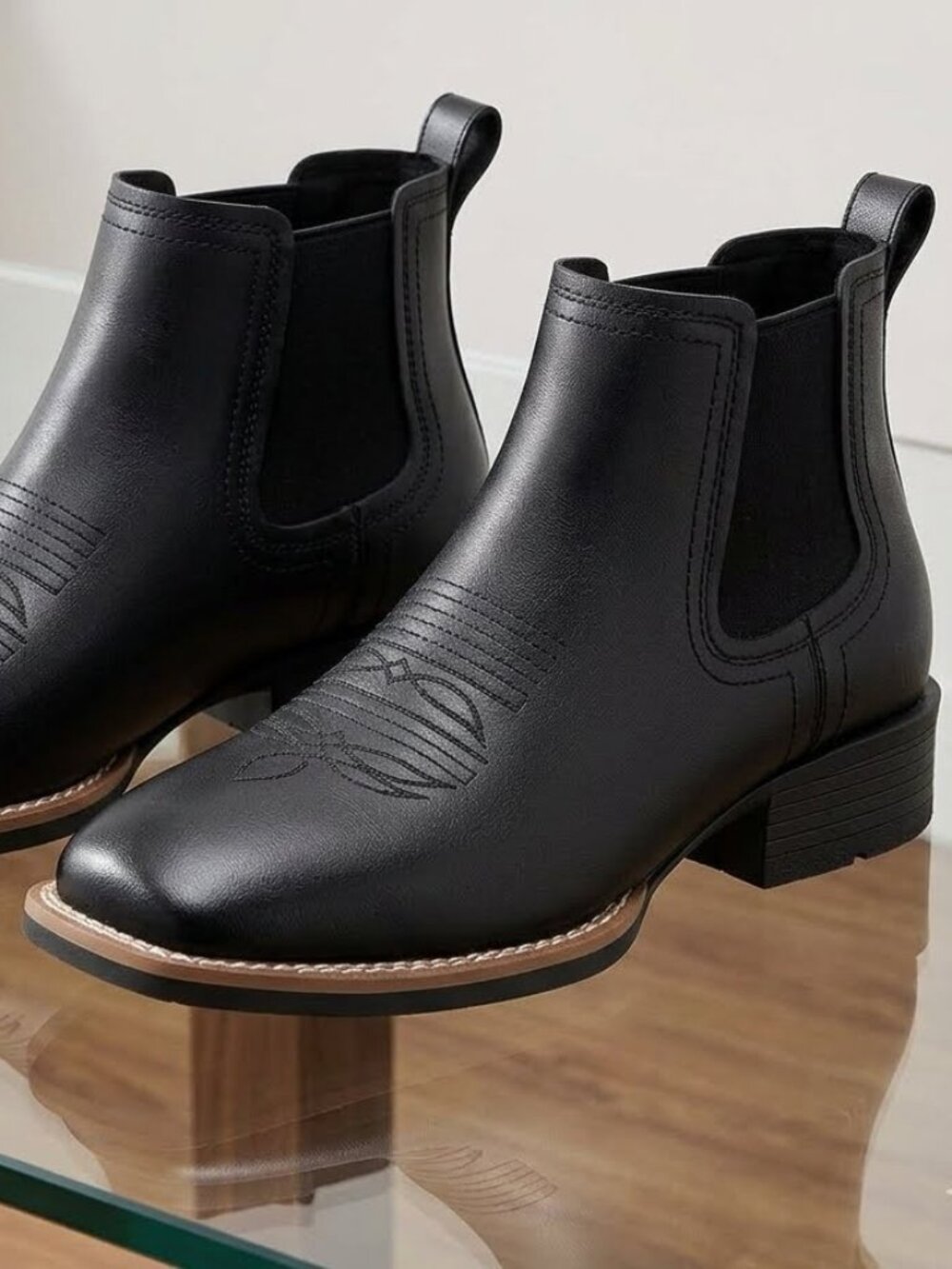 Men's Square Toe Western Boots | Casual Slip-On Cowboy Boots